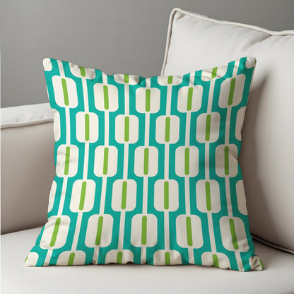 Teal Mid Century Cushion Cover, Retro Pillow Case