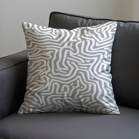 Modern Abstract Cushion Cover, Grey and White Geometric Pillow Cover