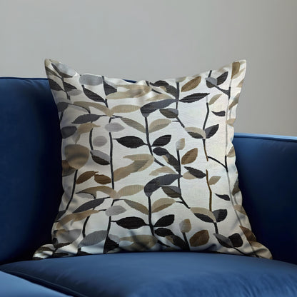 Neutral Leaf Cushion Cover, Earth Tone Pillow Case