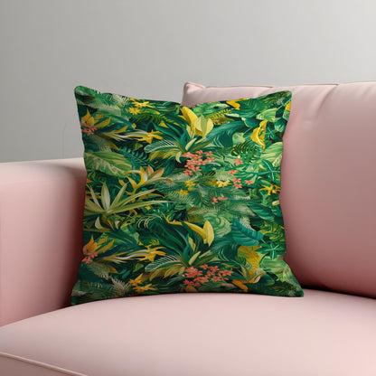 Green Jungle Leaf Cushion Cover, Tropical Pillow Case
