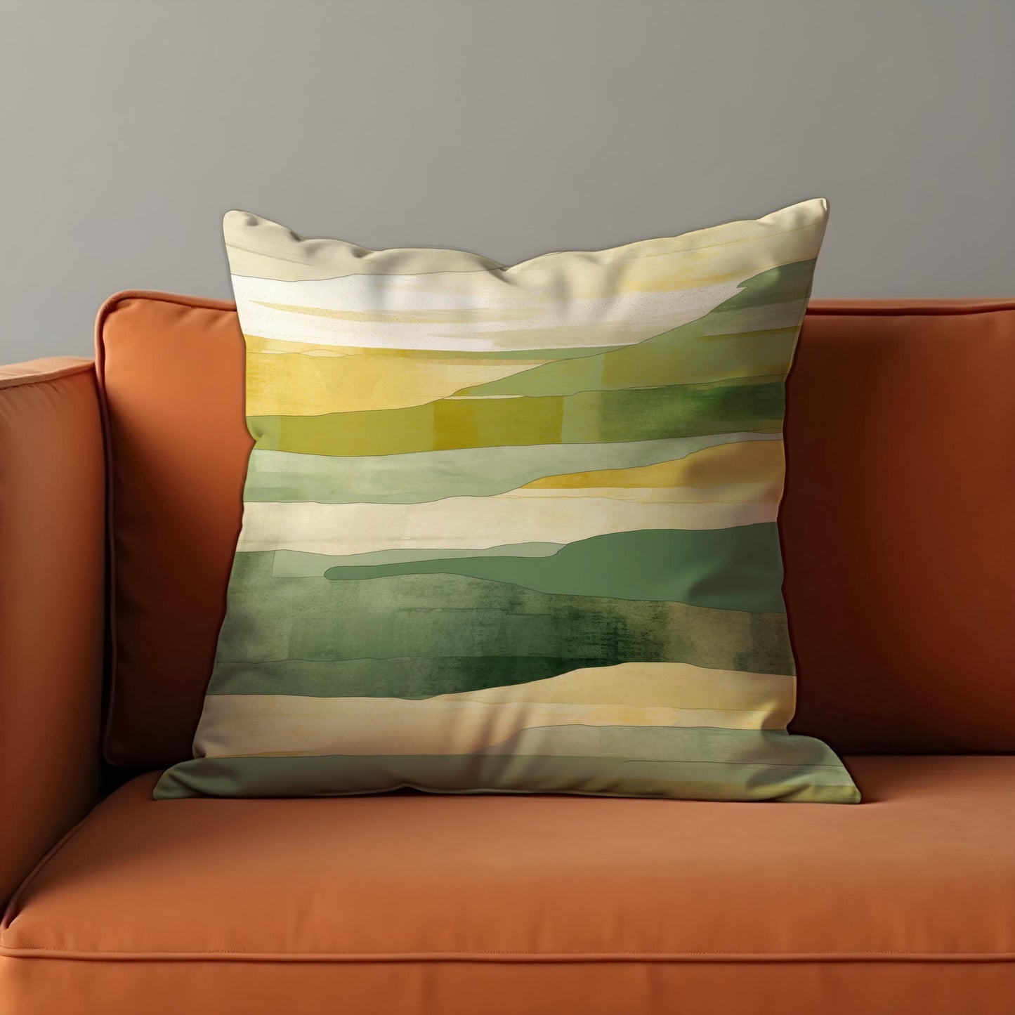 Earthy Landscape Cushion Cover, Abstract Nature Throw Pillow Cover