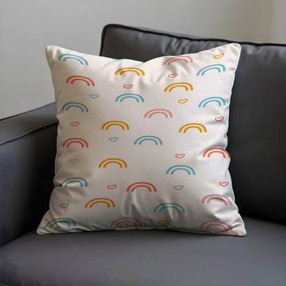 Rainbow Hearts Throw Pillow Cover, Pastel Cushion Case
