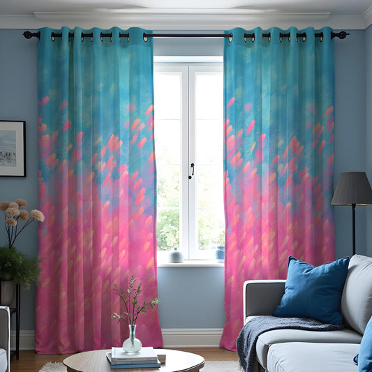 Pink Blue Ombre Curtains, Gradient Abstract Window Drapes