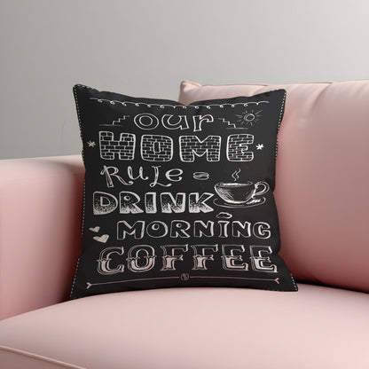 Coffee Quote Cushion Cover, Chalkboard Throw Pillow Case