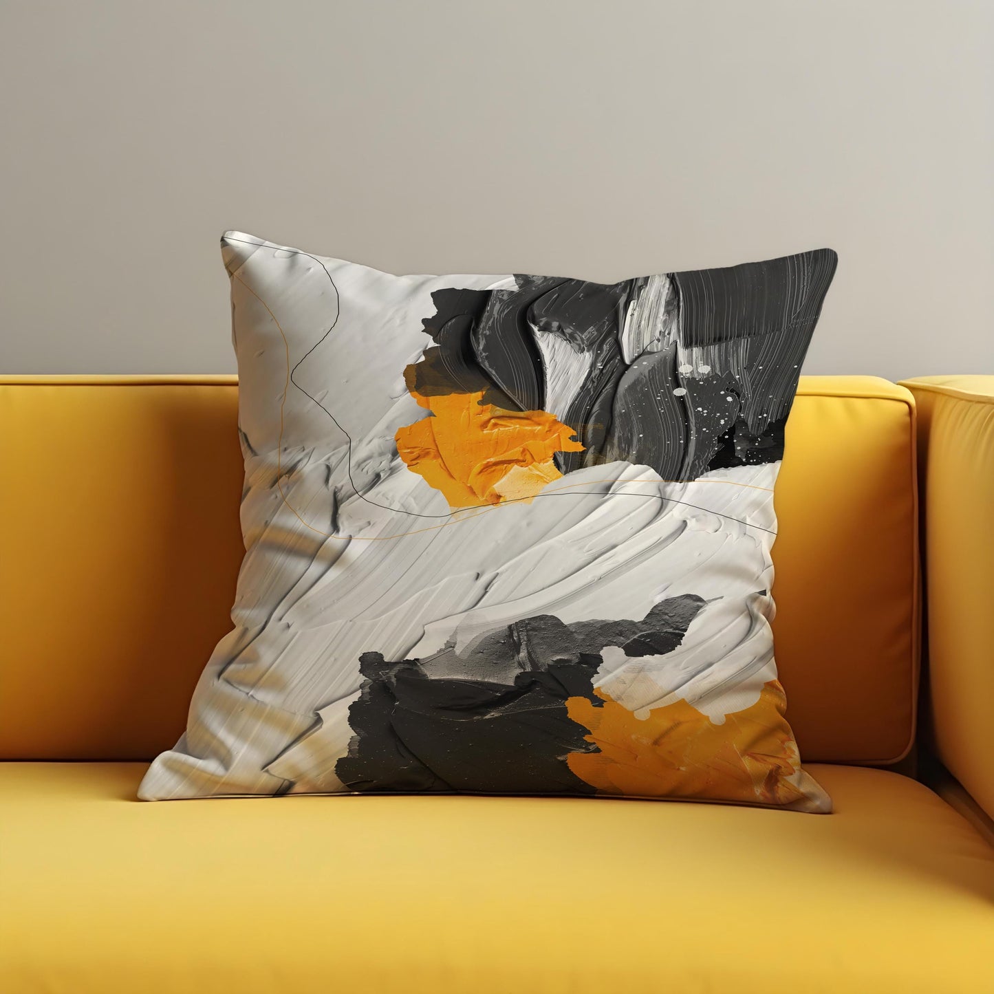 Monochrome Abstract Cushion Cover, Brushstroke Throw Pillow Cover
