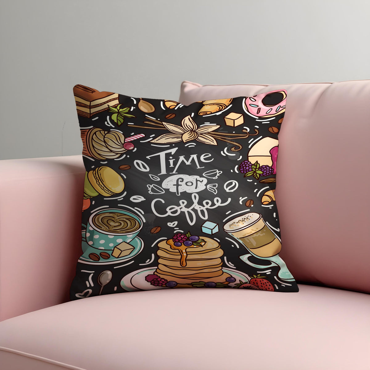 Coffee Throw Pillow Cover, Cafe Style Sweets Cushion Case