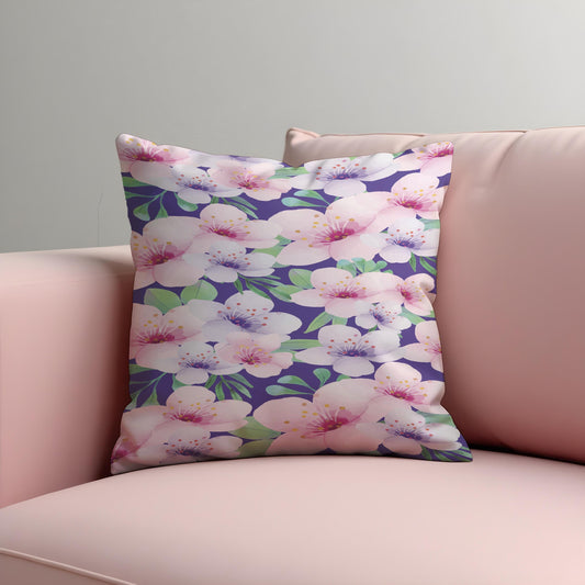 Purple Floral Cushion Cover, Blossom Flower Throw Pillow Case