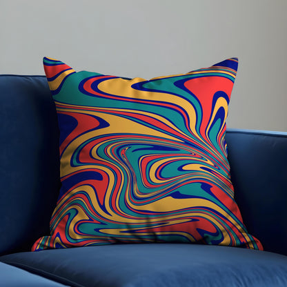 Abstract Swirl Cushion Cover, Vibrant Colorful Pillow Case
