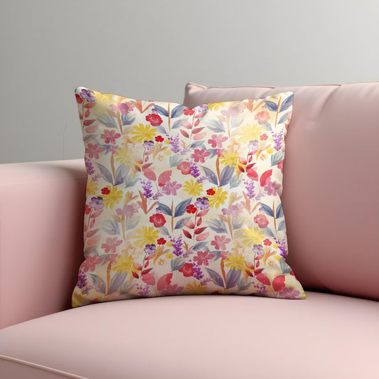 Soft Pastel Floral Cushion Cover, Botanical Pillow Case