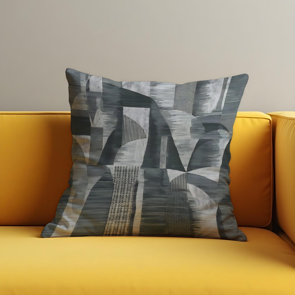 Grey Abstract Cushion Cover, Modern Geometric Throw Pillow Case