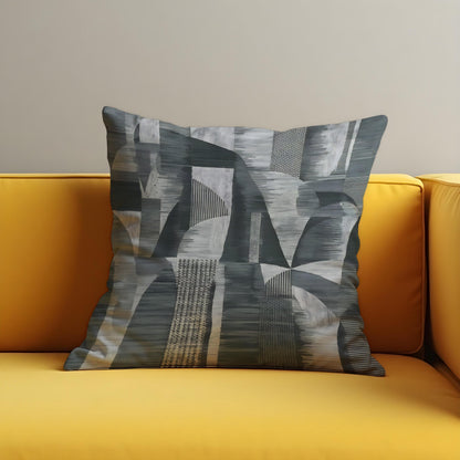 Grey Abstract Cushion Cover, Modern Geometric Throw Pillow Case