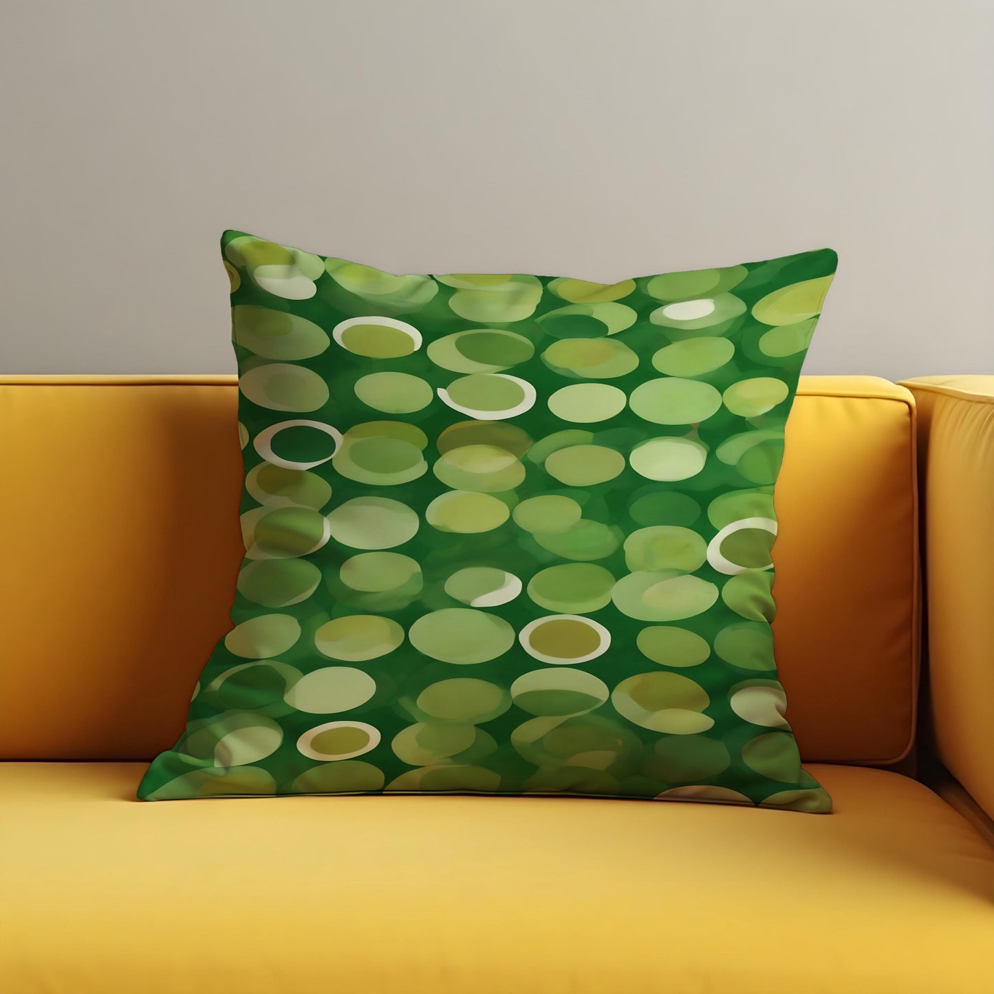 Green Polka Dot Cushion Cover, Playful Abstract Circle Pillow Case