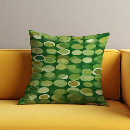 Green Polka Dot Cushion Cover, Playful Abstract Circle Pillow Case