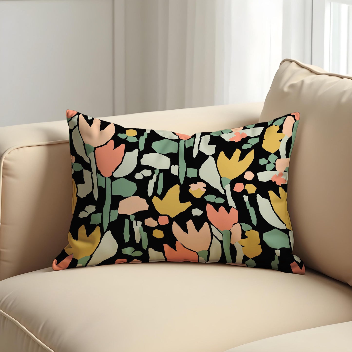 Bold Floral Cushion Cover, Modern Abstract Tulip Pillow Case