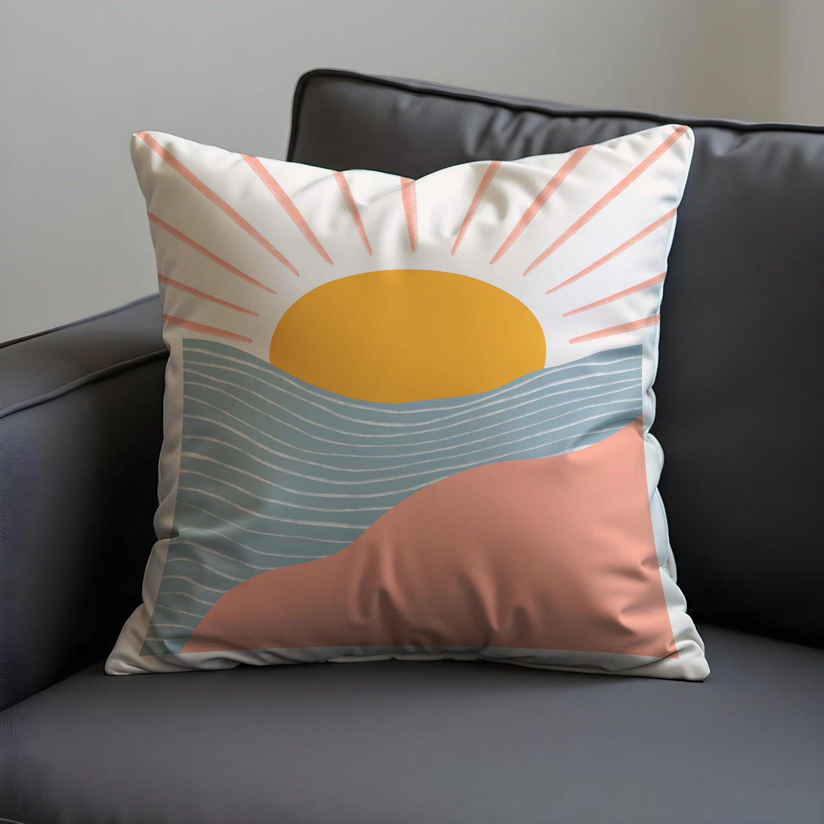 Sunrise Landscape Cushion Cover, Boho Throw Pillow Case