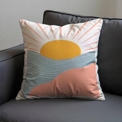 Sunrise Landscape Cushion Cover, Boho Throw Pillow Case