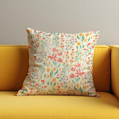 Spring Floral Cushion Cover, Delicate Wildflower Pillow Cover