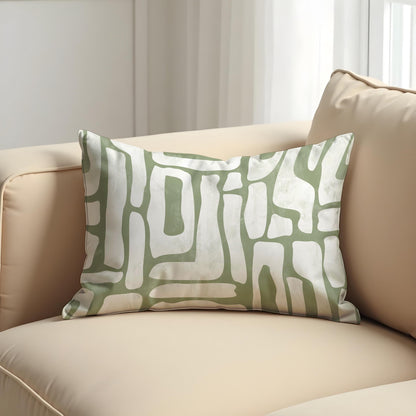 Sage Green Abstract Cushion Cover, Organic Line Art Pillow Case