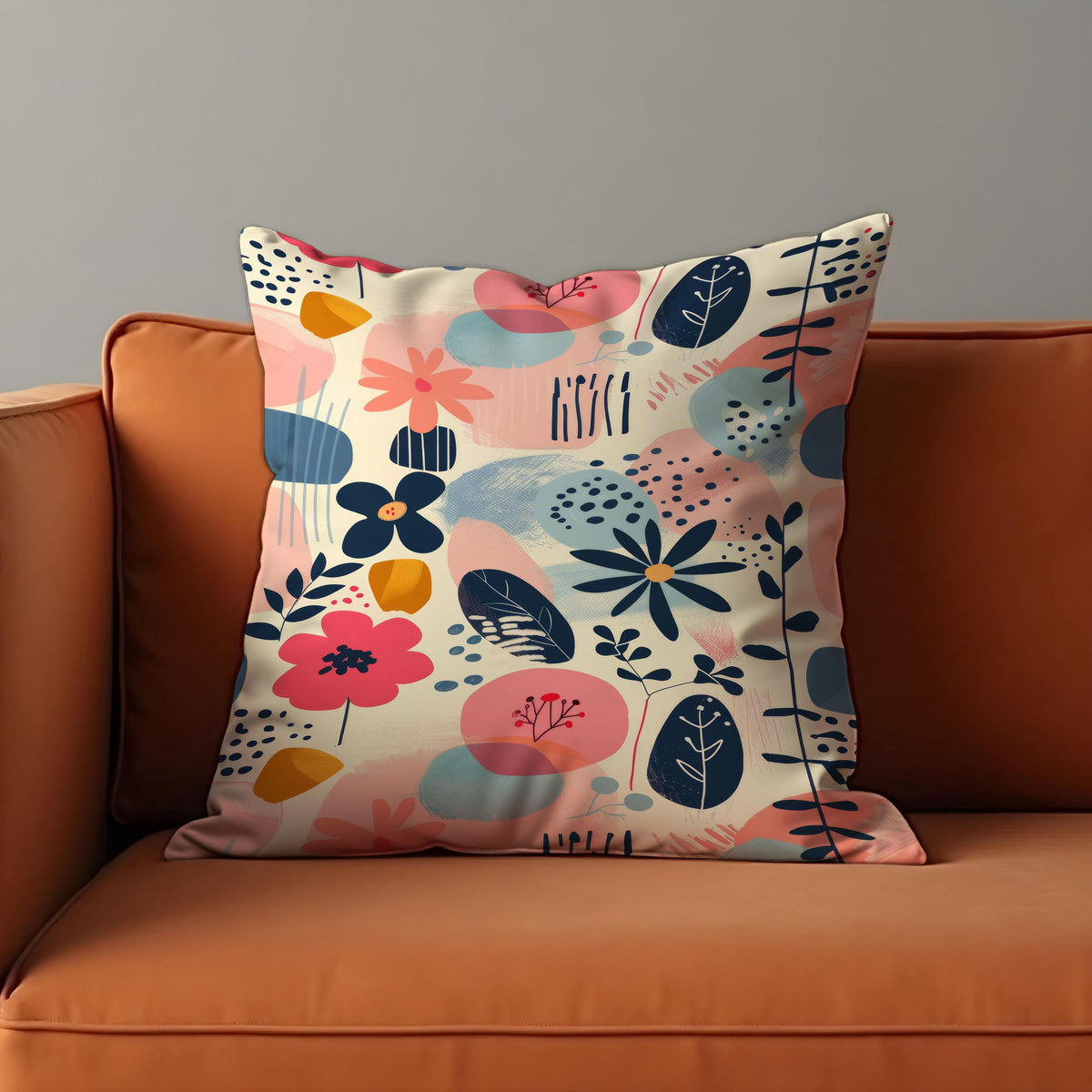 Abstract Floral Cushion Cover, Botanical Pillow Case