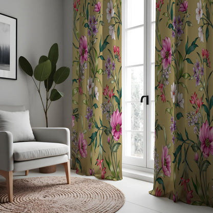 Pink & Purple Floral Curtains, Made to Measure Garden Drapes