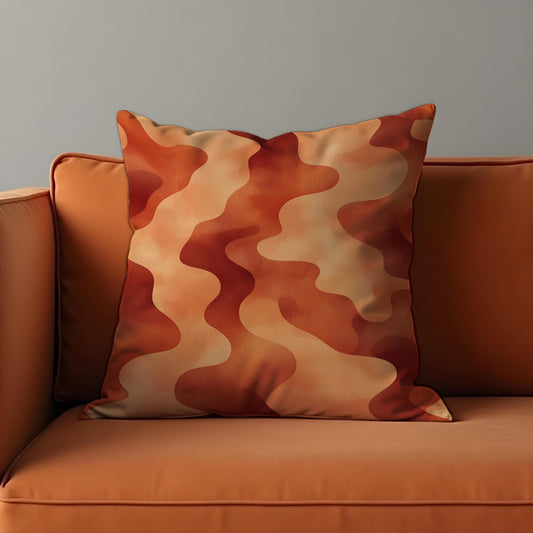 Wavy Retro Throw Pillow Cover, Abstract Earth Tone Cushion Cover