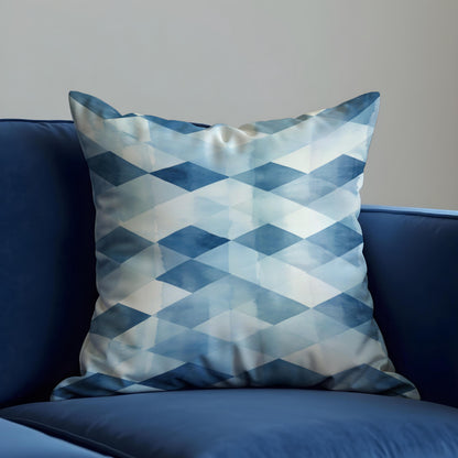 Blue White Check Cushion Cover, Watercolour Pillow Case