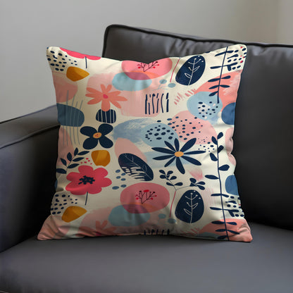 Abstract Floral Cushion Cover, Botanical Pillow Case