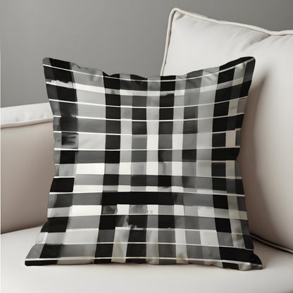 Black & White Plaid Cushion Cover, Modern Checkered Throw Pillow Cover