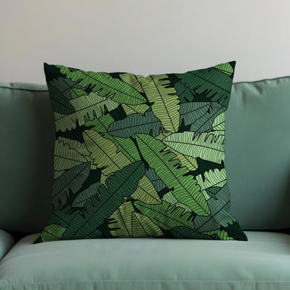 Tropical Banana Leaf Cushion Cover, Bold Green Jungle Pillow Cover