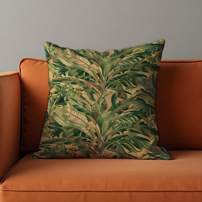 Palm Leaf Cushion Cover, Green Botanical Pillow Case