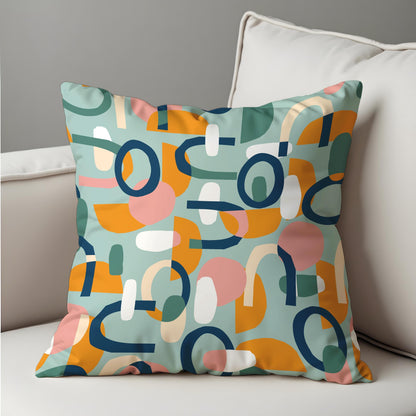 Modern Abstract Cushion Cover, Colorful Mid-Century Throw Pillow Cover