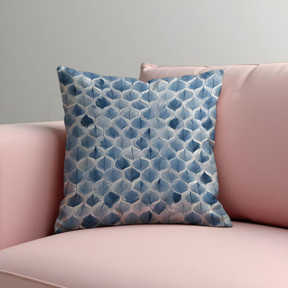 Blue Leaf Cushion Cover, Navy Botanical Throw Pillow Case
