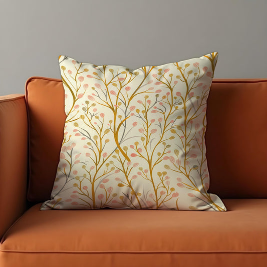 Floral Cushion Cover, Neutral Botanical Modern Throw Pillow Case
