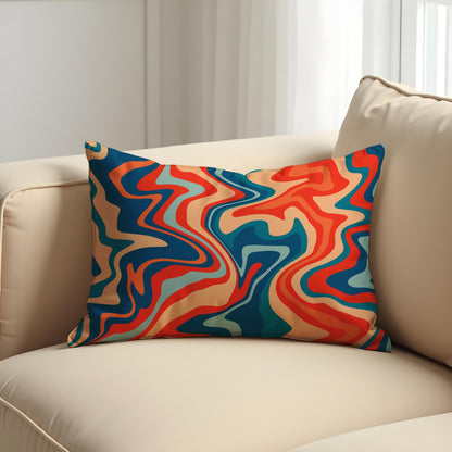 Psychedelic Swirl Cushion Cover, Retro Groovy Abstract Pillow Cover