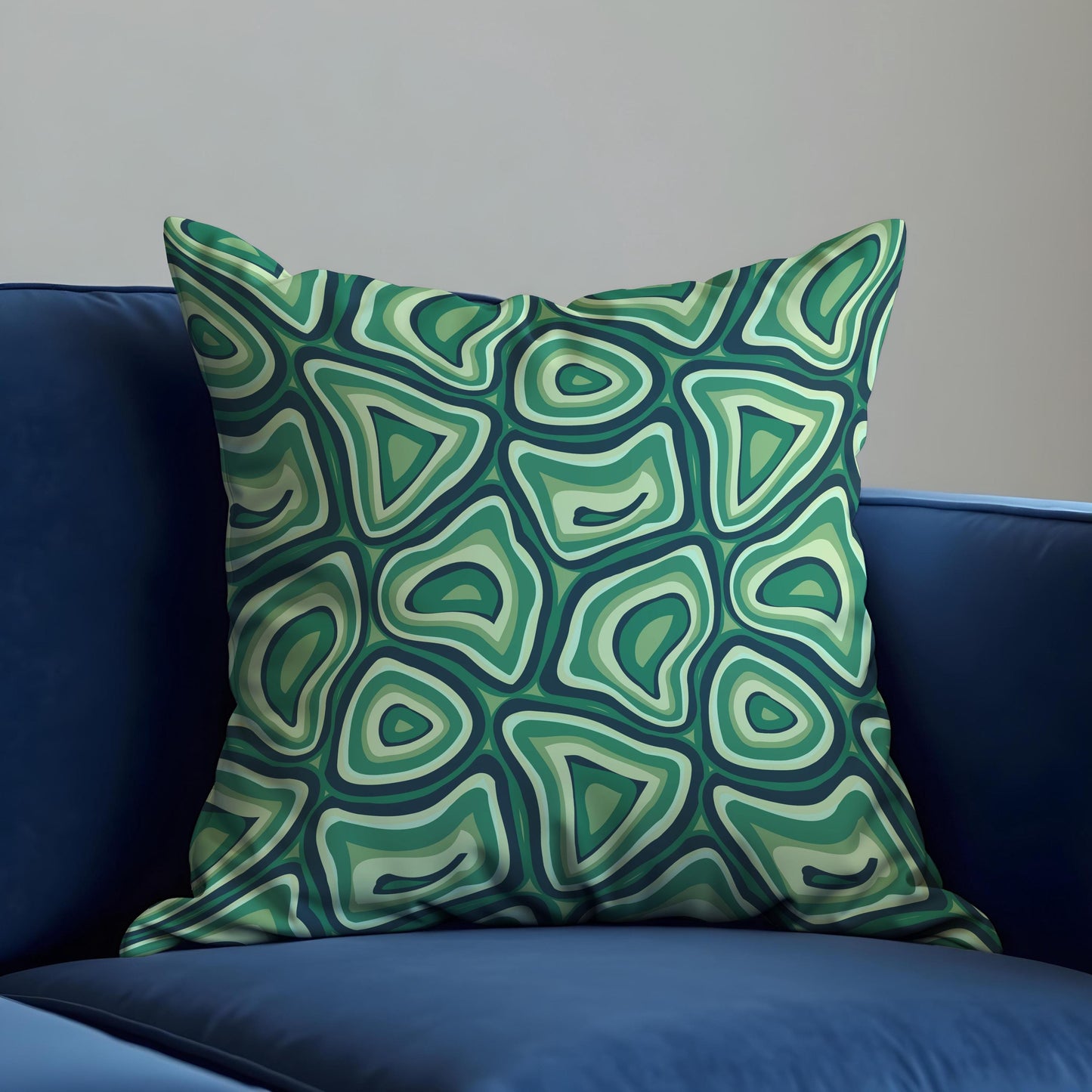 Retro Psychedelic Cushion Cover, Green Trippy Abstract Pillow Case