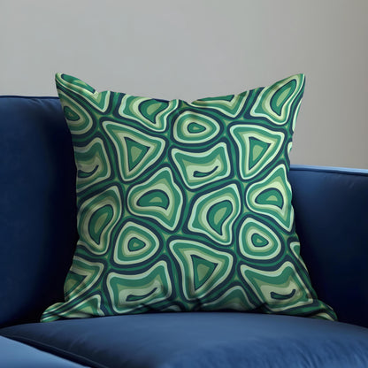 Retro Psychedelic Cushion Cover, Green Trippy Abstract Pillow Case