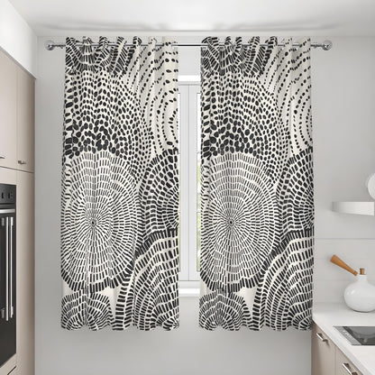 Black and White Circle Curtains, Monochrome Abstract Drapes