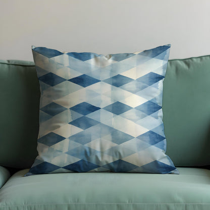 Blue White Check Cushion Cover, Watercolour Pillow Case