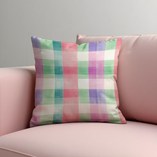 Pastel Gingham Cushion Cover, Checkered Throw Pillow Case