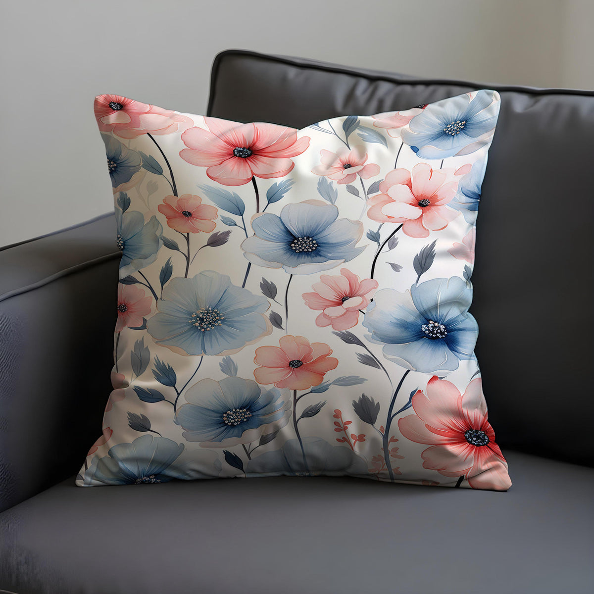 Pastel Floral Cushion Cover, Botanical Flower Throw Pillow Case