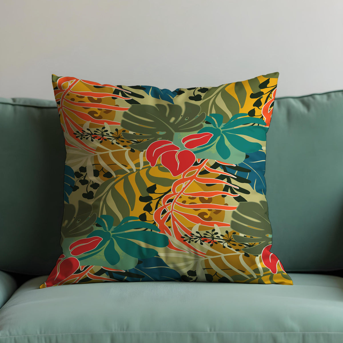 Tropical Leaf Cushion Cover, Botanical Throw Pillow Case