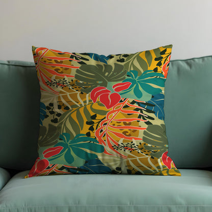 Tropical Leaf Cushion Cover, Botanical Throw Pillow Case