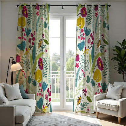 Modern Botanical Floral Curtains, Custom Made Window Drapes