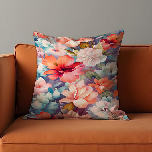 Bloom Cushion Cover, Soft Coral & Blush Flowers Pillow Case