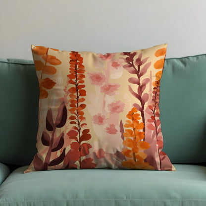 Autumn Floral Pillow Cover, Watercolor Botanical Cushion Case