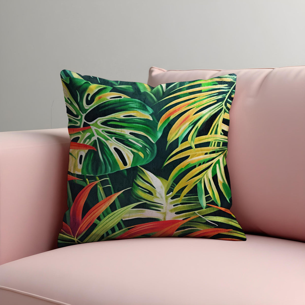Jungle Monstera Cushion Cover, Tropical Pillow Case