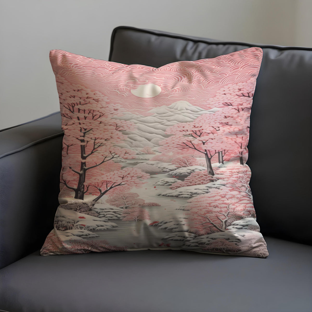Cherry Blossom Cushion Cover, Japanese Throw Pillow Case
