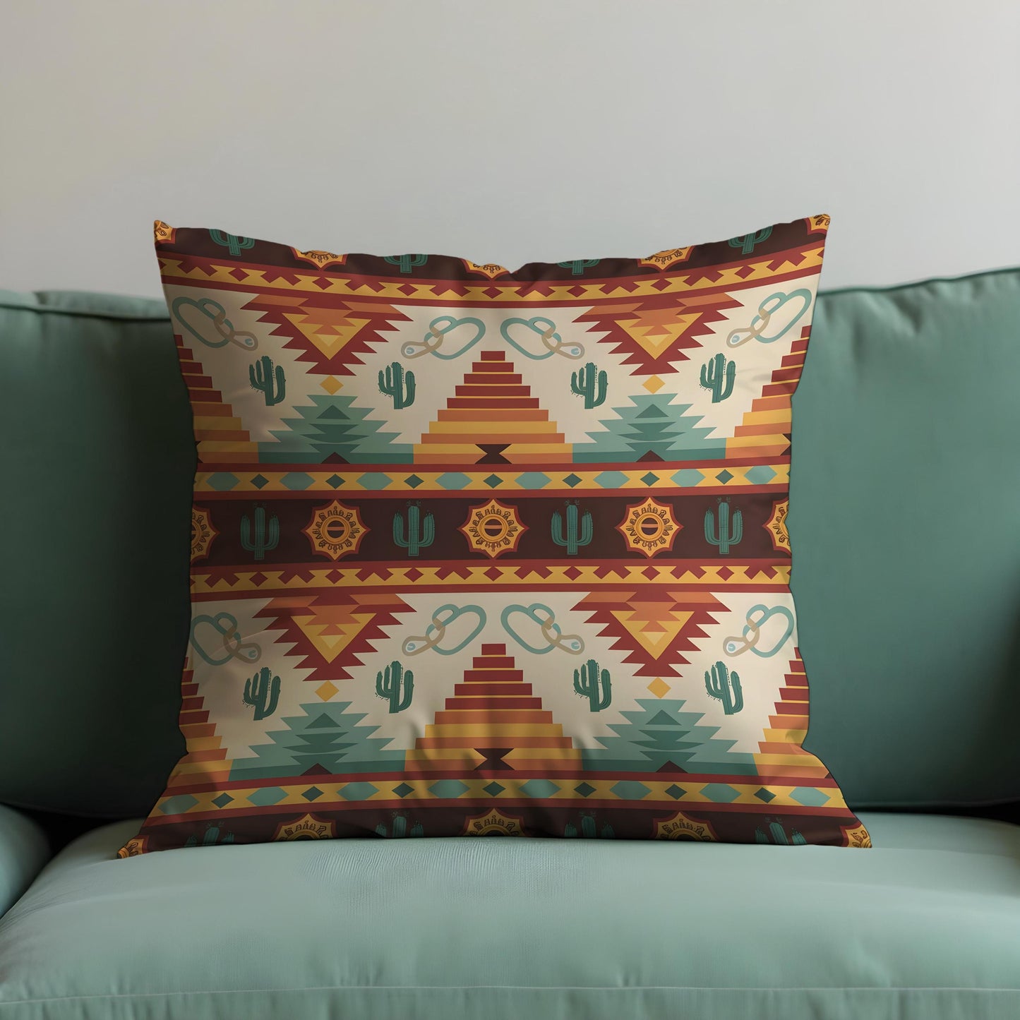 Southwestern Desert Cushion Cover, Cactus & Pyramid Pillow Case