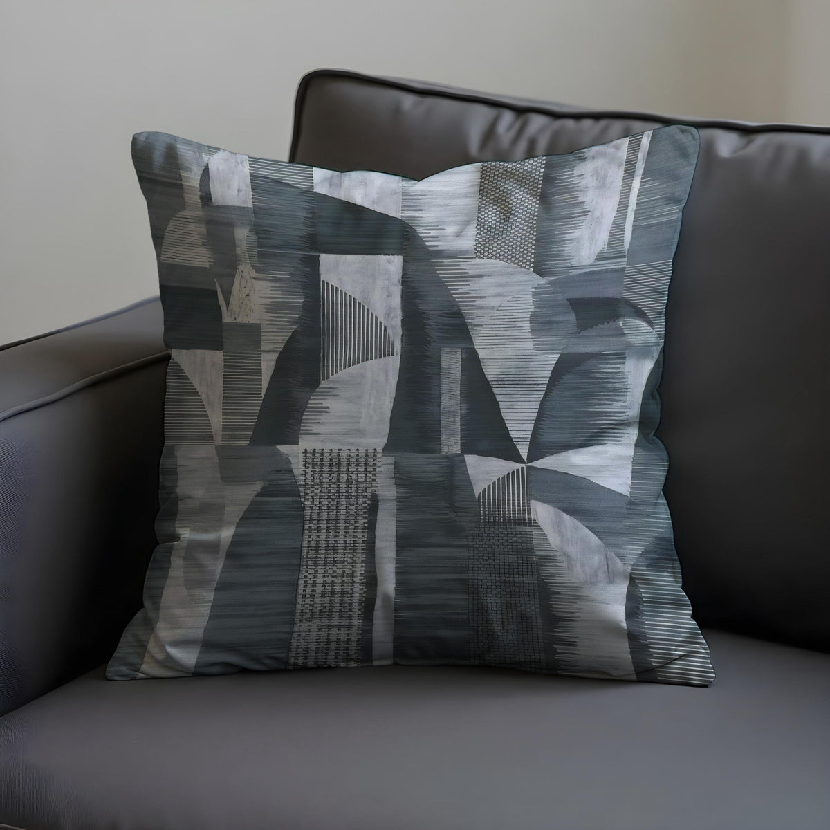 Grey Abstract Cushion Cover, Modern Geometric Throw Pillow Case