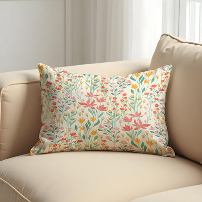 Spring Floral Cushion Cover, Delicate Wildflower Pillow Cover